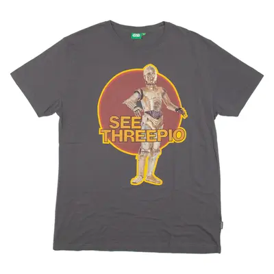 STAR WARS C3PO Mens T-Shirt Grey Crew Neck XL