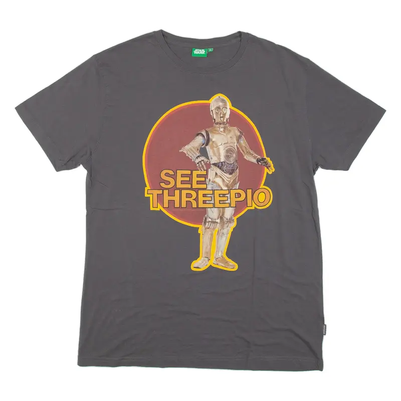 STAR WARS C3PO Mens T-Shirt Grey Crew Neck XL