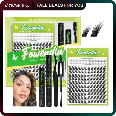 Fowendia Lashes Fox Cat Foxeyelash Eye | Waterproof Lash Clusters Kit C/D Curl DIY Extension Kit and Lash Clusters 8-18mm wit...
