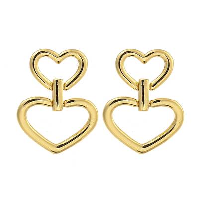 Rack Plating Hollow Heart Brass Stud Earrings