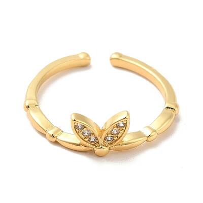 Clear Cubic Zirconia Bowknot Open Cuff Ring
