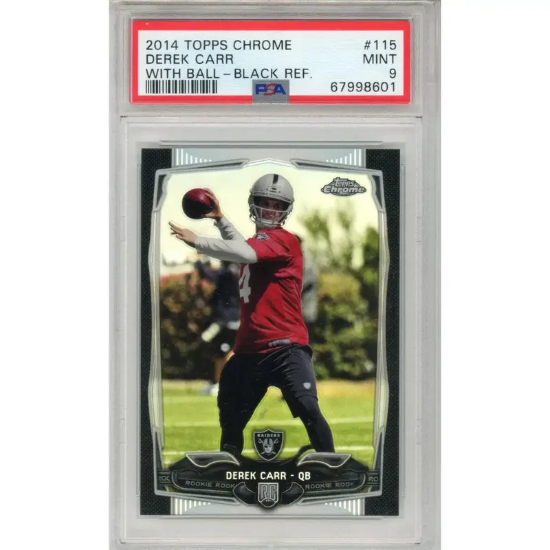Derek Carr PSA 2014 Topps Chrome With Ball Black Refractor #115 9