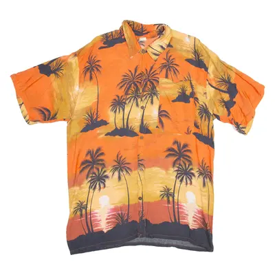 ARIMETA Bali Mens Hawaiian Shirt Orange Floral 3XL