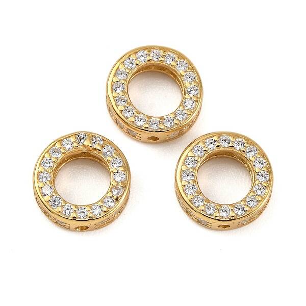 925 Sterling Silver Micro Pave Clear Cubic Zirconia Bead Frames