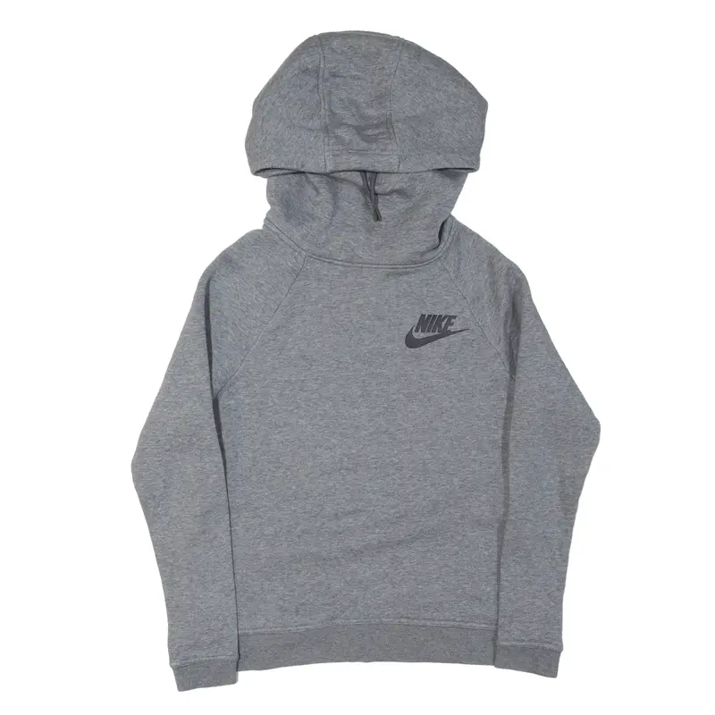 NIKE High Neck Hoodie Grey Pullover Mens XS
