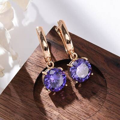 Brass Micro Pave Cubic Zirconia Leverback Earrings