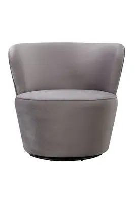 Gray Velvet Curved Swivel Chair | Andrew Martin Dorothy