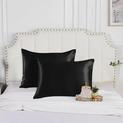 Solid Color Satin Pillowcase, 1 Count Soft Breathable Pillow Cover without Filler, Bedding Supplies for Home Bedroom Hotel Do...