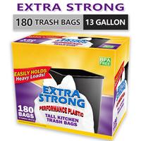Xtratuff Basics Trash Bags 13 Gallon Flap Ties Tall Kitchen Garbage Bags White Trash Bag 180 Count BPA FREE Strong Rubbish Ba...