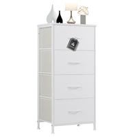 Dresser for Bedroom, Storage Drawers,Skinny Fabric Storage Tower with 4 Drawers,Tower Organizer Unit,Chest of Drawers with Wo...