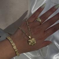 Heart Nugget Gold Plated Set 3pcs- necklace, bracelet and ring