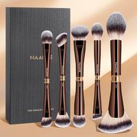 Double-ended Makeup Brush Set, 5pcs/set Foundation Brush & Loose Powder Brush & Blush Brush & Concealer Brush & Nose Shadow B...