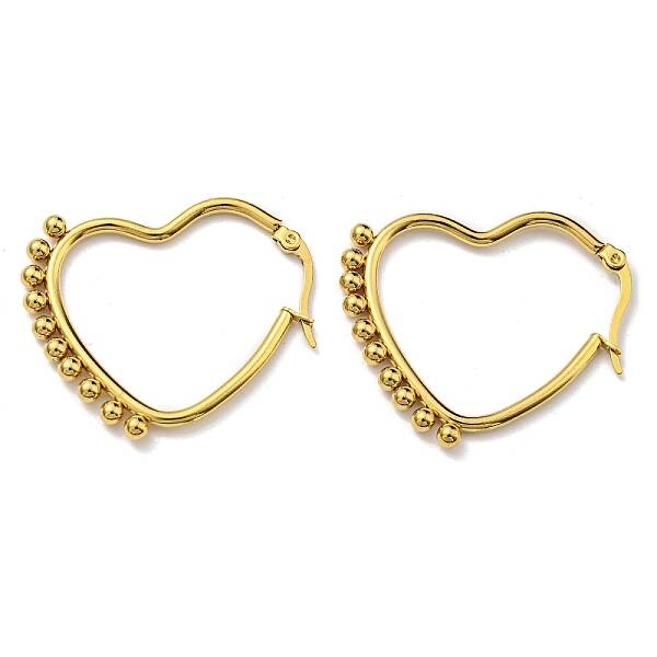 PVD Vacuum Plating Heart 304 Stainless Steel Hoop Earrings for Women