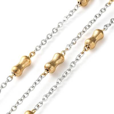 304 Stainless Steel Cable Chains with Beads