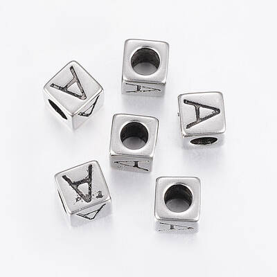 304 Stainless Steel Large Hole Letter European Beads