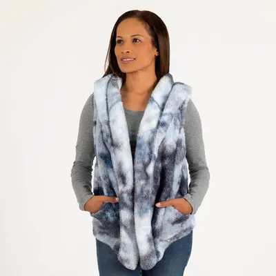 Tie-Dye Cozy Plush Fleece Vest - L/XL