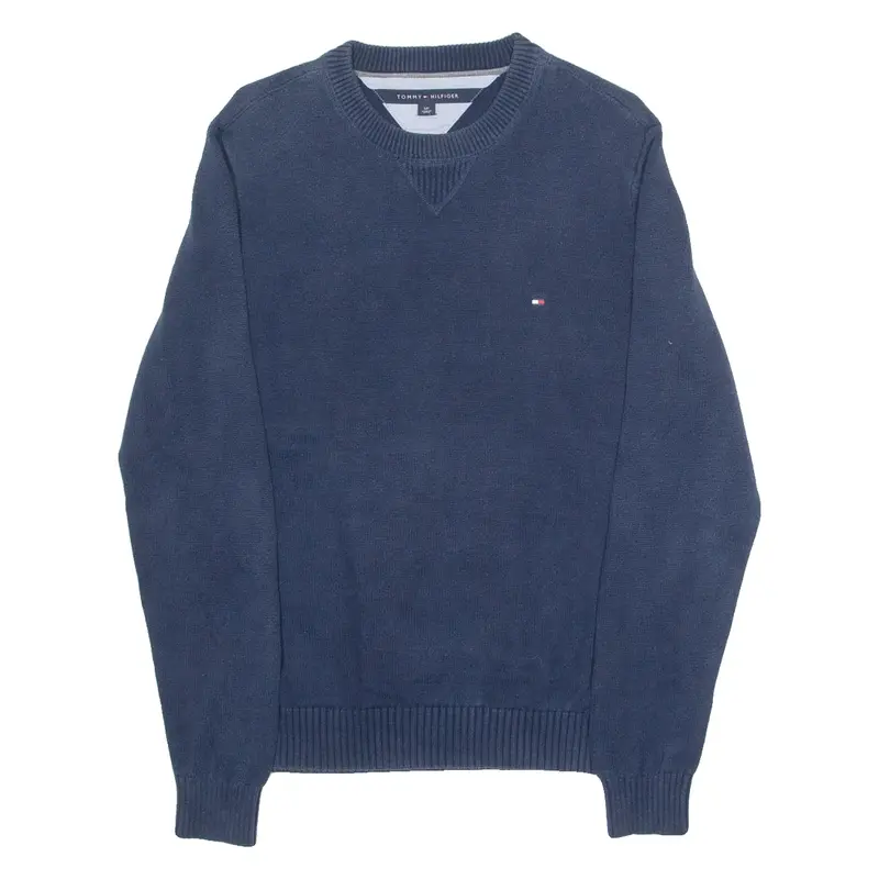 TOMMY HILFIGER Mens Jumper Blue Tight Knit S