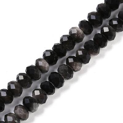 Natural Silver Obsidian Beads Strands