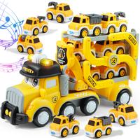 7-in-1 Die-cast Alloy Engineering Car Transport Toy for Toddlers, Construction Vehicle with Play Mat, Ideal Birthday Gift for...