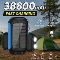 Solar Charger Power Bank ,portable charger with fast USB-C charging, dual LED flashlights, solar panel and waterproof design,...