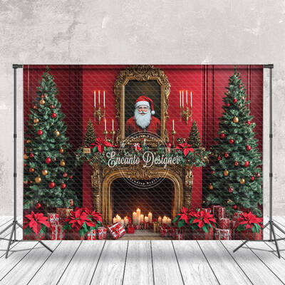 Red Luxury Photo Frame Festive Christmas Backdrop - Aperturee