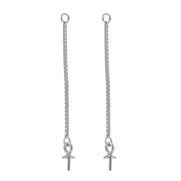 Anti-Tarnish Trendy Rhodium Plated 925 Sterling Silver Ear Threads