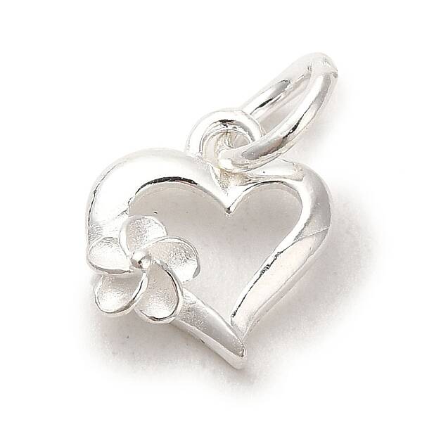 925 Sterling Silver Heart with Flower Charms