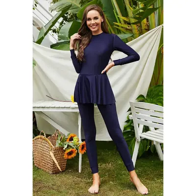 Mock Neck Long Sleeve One-Piece Swimwear