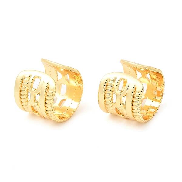 Brass Hollow Oval Cuff Earrings