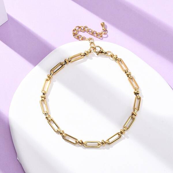 304 Stainless Steel Long Oval Link Chain Anklets