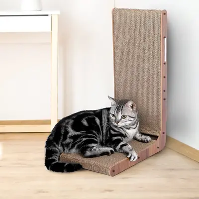 [Follower Exclusive]Cat Scratcher with Cat Toys Ball Track, Build-in Ball, L-Shaped