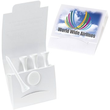 144 Custom 4-1 Golf Tee Packet - Value Pak - 2-1/8 tees - Wood