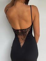 Women's Plain High Split Backless Cami Dress, Solid Spaghetti Strap Sleeveless Bodycon Dress for Party Club Dating Wear, Ladi...