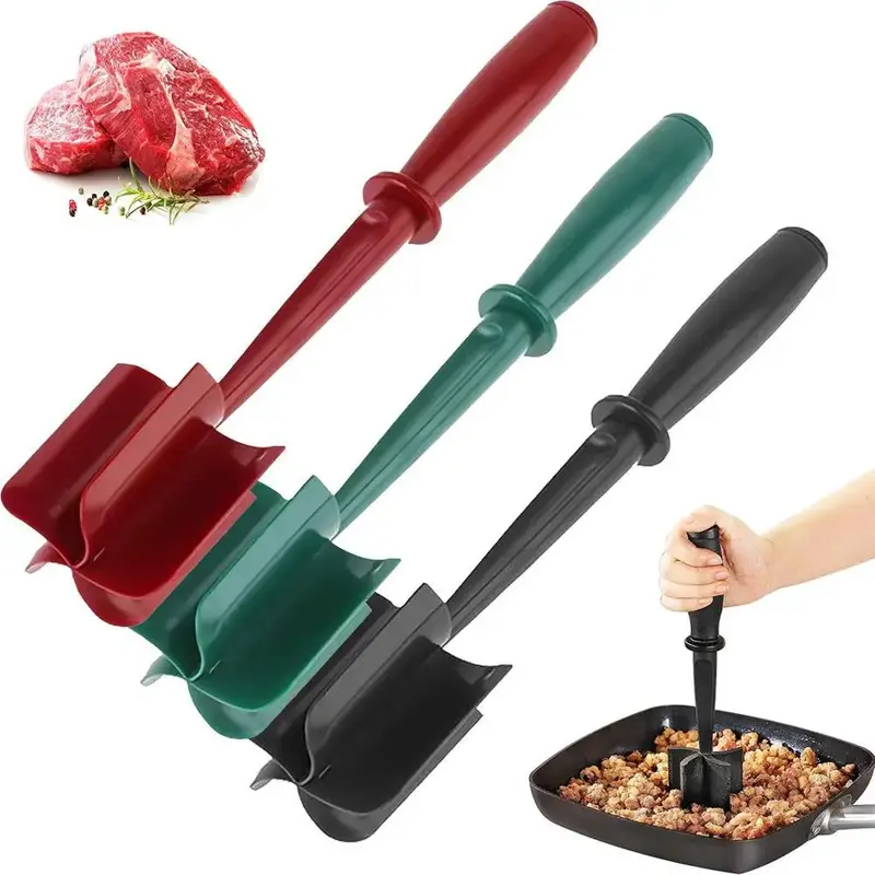 Manual Meat Chopper, 3 Counts Heat Resistant Meat Masher for Hamburger Meat Ground Beef, Multifunctional Vegetable Chopper fo...