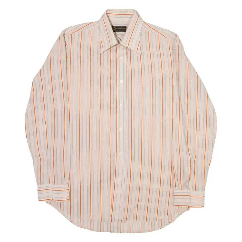 CONSULATE Mens Shirt Orange Striped Long Sleeve M