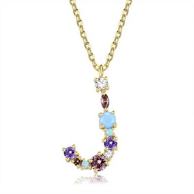 Brass Micro Pave Cubic Zirconia Pendant Necklaces