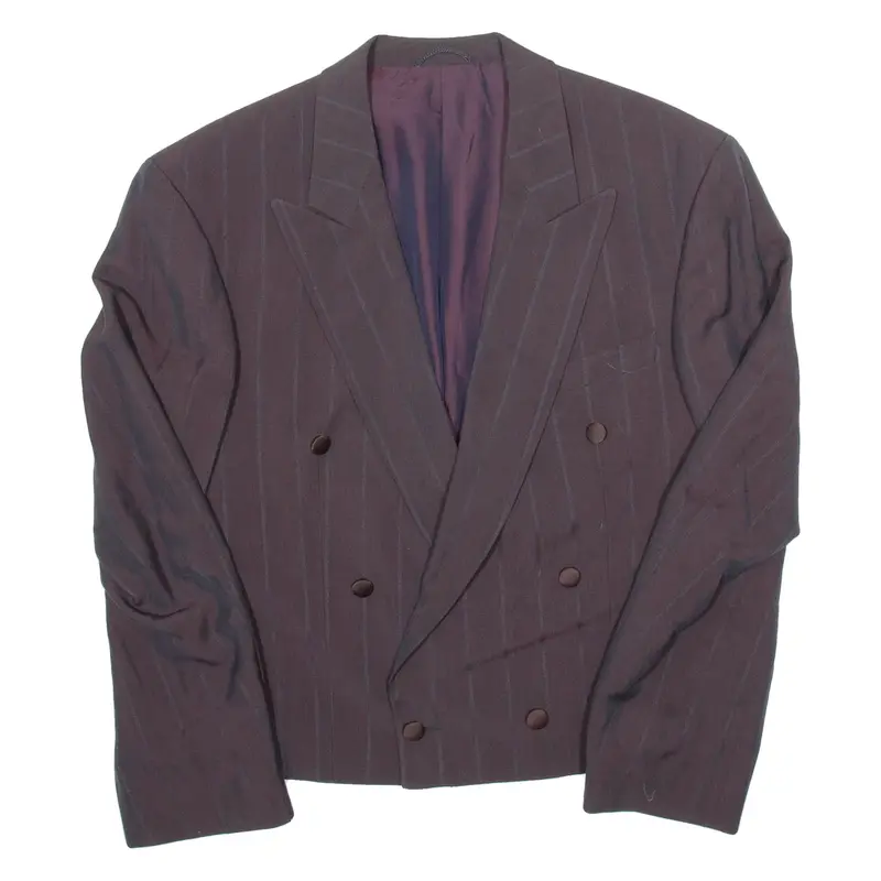 FREY Cropped Womens Blazer Jacket Purple 90s Striped M