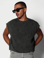 Men's Solid Color Washable Back Label Crop Tank Top, Regular Fit Casual Comfy Sleeveless Top for Daily Wear, Men's Clothes fo...