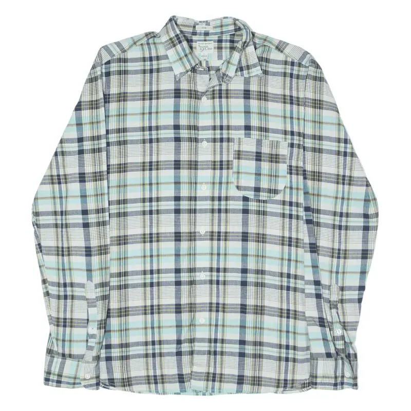 J CREW Slim Fit Shirt Blue Check Long Sleeve Mens L
