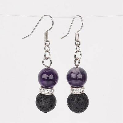 Natural Lava Rock Dangle Earrings
