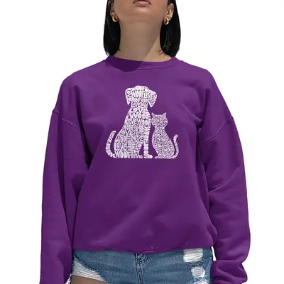 Dogs and Cats - Women's Word Art Crewneck Sweatshirt - Black - XXXX-Large