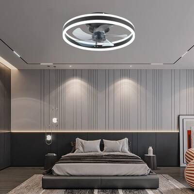 Flush Mount Ceiling Fan with Light, 19.7 Inch Low Profile, 6 Speeds & 3 Color Dimmable LED, Remote & APP Control, Revers