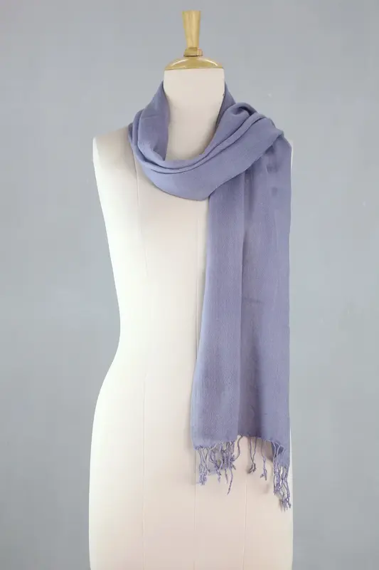 NOVICA Kashmiri Diamonds in Smoke Women's Soft Gray 100% Wool Scarf Hand Loomed in India