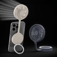 Portable Fan with Magnetic Bracket, Foldable Desktop Handheld Fan, Type-C Rechargeable Fan with Ring Holder, 3-speed Wind Spe...