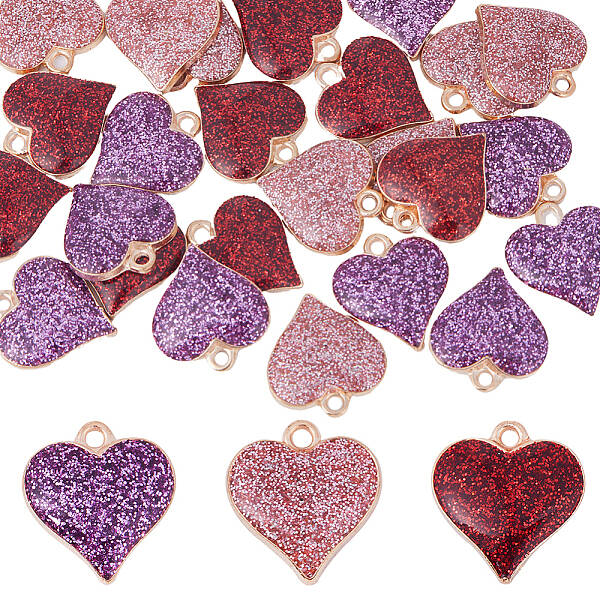 30Pcs 3 Colors Alloy Enamel Pendants