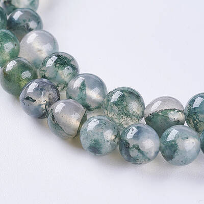 Natural Moss Agate Beads Strands