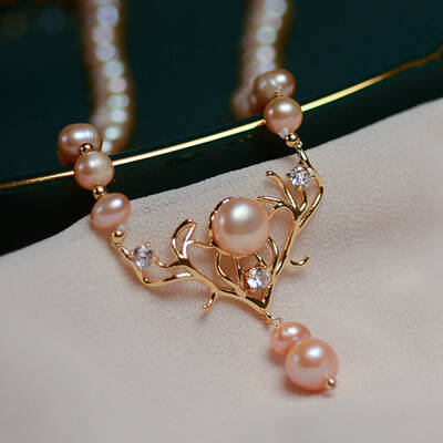 Brass Clear Cubic Zirconia Deer Pendant Necklaces