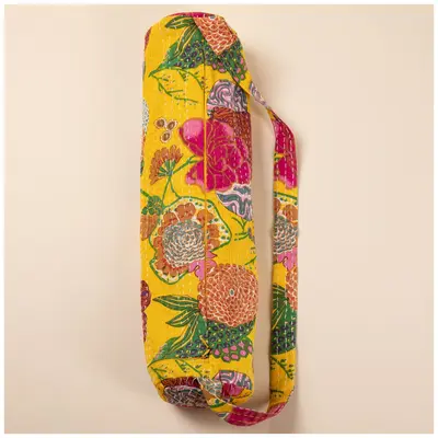 Recycled Kantha Yoga Mat Bag - Teal