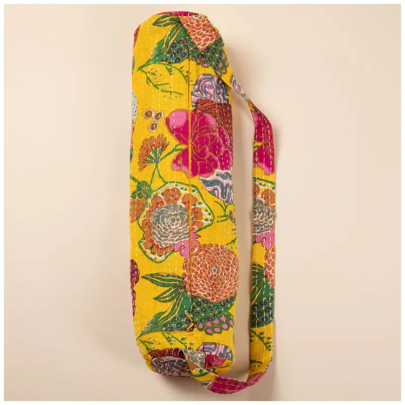Recycled Kantha Yoga Mat Bag - Teal