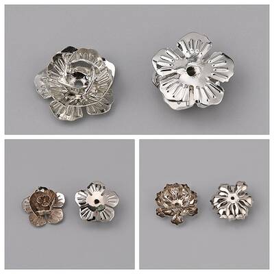 30Pcs 3Style 5-Petal Iron Bead Caps